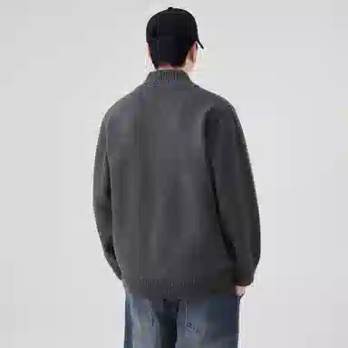 大卫贝肯 美式复古高街立领日常通勤休闲百搭亲肤舒适轻松惬意慵懒高级感开衫针织衫 男女同款