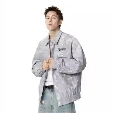 大卫贝肯 美式潮牌通勤无性别主义品牌字母印花复古高街翻领百搭宽松舒适外套夹克 男女同款