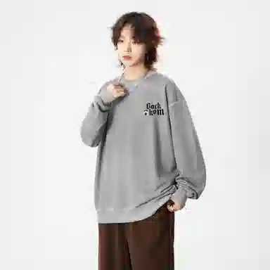 大卫贝肯 美式复古休闲宽松向日葵字母印花宽松百搭纯棉圆领脏脏卫衣 男女同款