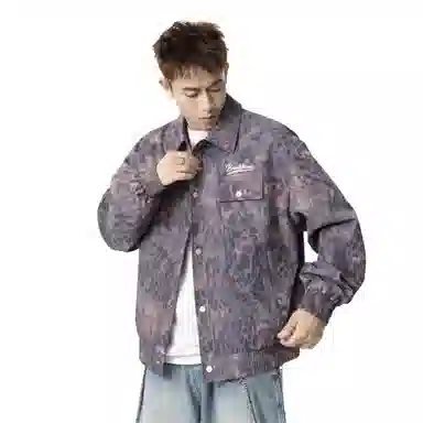 大卫贝肯 美式潮牌通勤无性别主义品牌字母印花复古高街翻领百搭宽松舒适外套夹克 男女同款