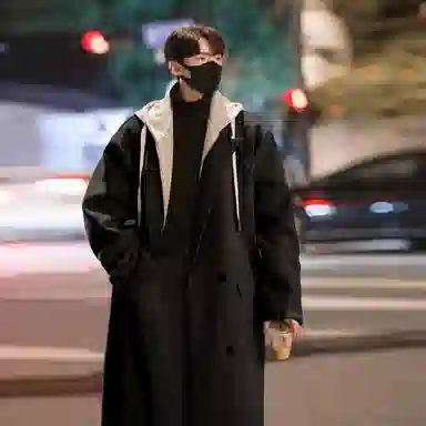 大卫贝肯 美式复古高街休闲加厚连帽中长款大衣 男女同款