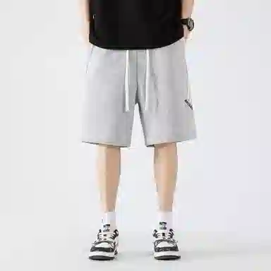 大卫贝肯 美式复古宽松直筒字母印花侧边斜条纹时尚百搭透气五分休闲短裤 男女同款