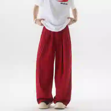 大卫贝肯 美式复古褶皱冰丝薄款肌理感山本裤潮流宽松简约百搭松弛慵懒垂坠感舒适亲肤凉爽透气阔腿休闲裤 男女同款