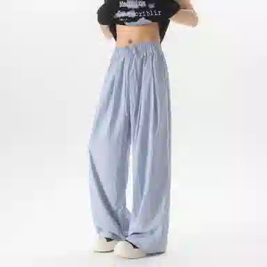 大卫贝肯 美式复古褶皱冰丝薄款肌理感山本裤潮流宽松简约百搭松弛慵懒垂坠感舒适亲肤凉爽透气阔腿休闲裤 男女同款