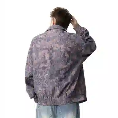 大卫贝肯 美式潮牌通勤无性别主义品牌字母印花复古高街翻领百搭宽松舒适外套夹克 男女同款