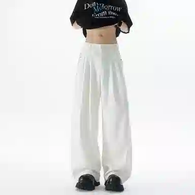 大卫贝肯 美式复古高街韩系痞帅基础款小众高级感设计时尚潮流个性日常宽松直筒垂感百搭凉感弯刀西装裤 男女同款