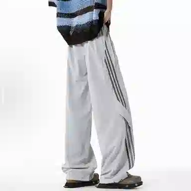 大卫贝肯 美式潮牌侧边三条杠网眼薄款打孔透气速干宽松时尚舒适百搭直筒运动休闲裤 男女同款