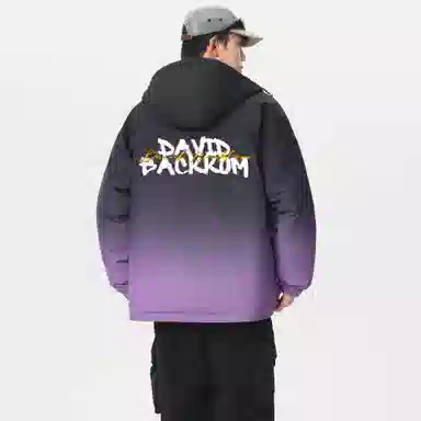 大卫贝肯 美式复古品牌宽松休闲日常百搭连帽羽绒服 男女同款