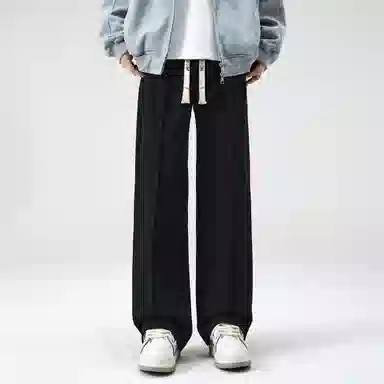 大卫贝肯 美式简约纯色字母刺绣抽绳系带宽松阔腿休闲裤 男女同款