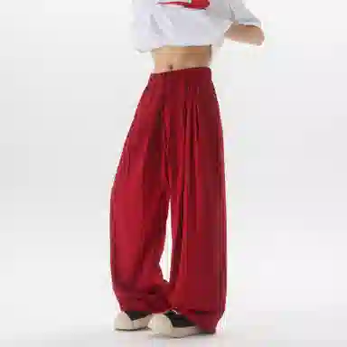 大卫贝肯 美式复古褶皱冰丝薄款肌理感山本裤潮流宽松简约百搭松弛慵懒垂坠感舒适亲肤凉爽透气阔腿休闲裤 男女同款