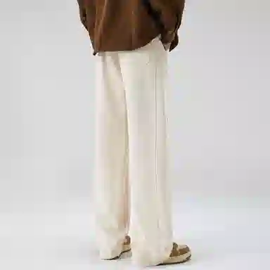 大卫贝肯 美式简约纯色字母刺绣抽绳系带宽松阔腿休闲裤 男女同款