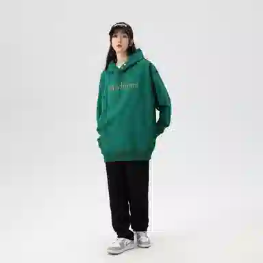 大卫贝肯 美式复古字母简约宽松休闲套头连帽卫衣 男女同款