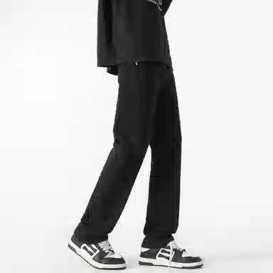 大卫贝肯 水洗做旧设计感刮破直筒铅笔裤美式高街宽松休闲百搭日常通勤基础款纯色中腰柔软小脚牛仔裤 男女同款