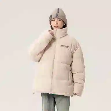 大卫贝肯 美式高街复古经典潮流字母印花纯色休闲面包服加厚保暖立领外套棉服 男女同款