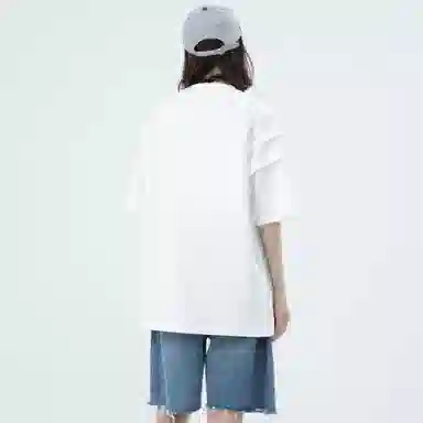 大卫贝肯 美式复古手写字母印花图案重磅双面棉多层次结构款多袋短袖山本斜弯刀褶皱伞兵裤休闲运动套装 男女同款