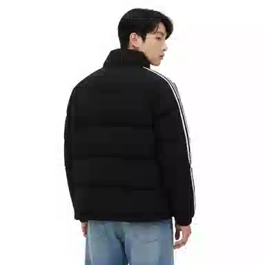 大卫贝肯 美式复古撞色个性字母印花三条杠宽松保暖加厚立领防风休闲舒适面包棉服 男女同款