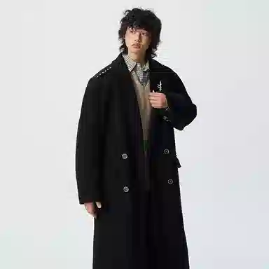 大卫贝肯 美式高街简约基础中长款英伦高级感品牌签名印花铆钉设计痞帅纯色潮牌休闲宽松通勤百搭外套大衣 男女同款