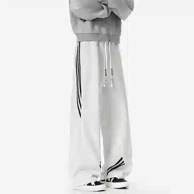 大卫贝肯 美式复古经典侧边三条杠结构拼接户外高街系绳卫裤舒适百搭宽松垂感直筒运动休闲裤 男女同款