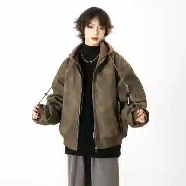 大卫贝肯 美式高街基础经典休闲百搭加厚假两件连帽棉服 男女同款