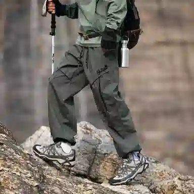 大卫贝肯 美式高街基础款纯色多口袋宽松休闲垂感直筒山系户外简约运动百搭系带工装裤 男女同款