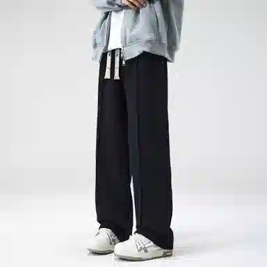 大卫贝肯 美式简约纯色字母刺绣抽绳系带宽松阔腿休闲裤 男女同款