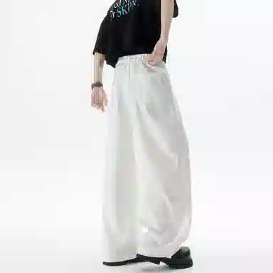 大卫贝肯 美式复古高街韩系痞帅基础款小众高级感设计时尚潮流个性日常宽松直筒垂感百搭凉感弯刀西装裤 男女同款