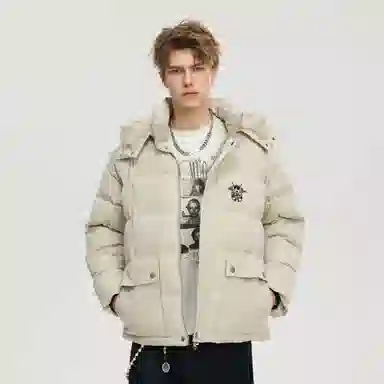 大卫贝肯 美式潮流时尚高街复古简约基础舒适宽松连帽加厚保暖棉服 男女同款