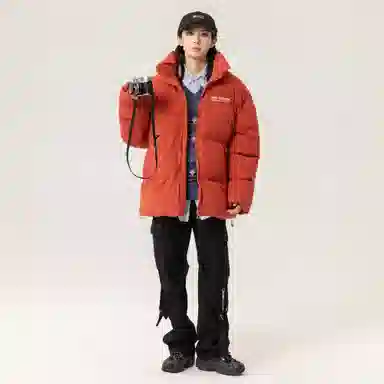 大卫贝肯 美式高街复古经典潮流字母印花纯色休闲面包服加厚保暖立领外套棉服 男女同款