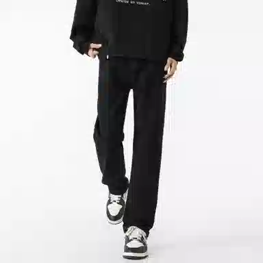 大卫贝肯 水洗做旧设计感刮破直筒铅笔裤美式高街宽松休闲百搭日常通勤基础款纯色中腰柔软小脚牛仔裤 男女同款