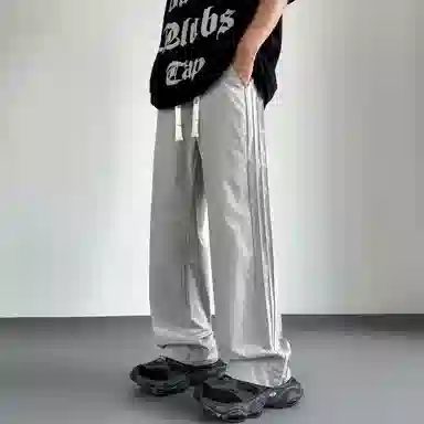 大卫贝肯 美式高街复古字母刺绣系带爆款打孔透气速干时尚百搭宽松舒适直筒运动休闲裤 男女同款