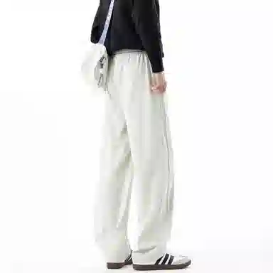 大卫贝肯 美式高街简约纯色基础款字母宽松柔软舒适直筒百搭垂感拖地系带休闲裤 男女同款