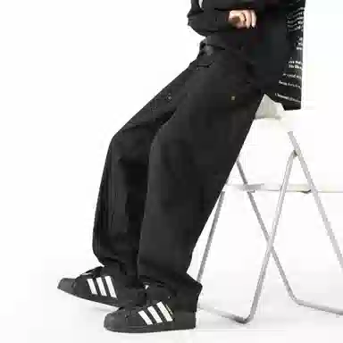 大卫贝肯 美式复古基础款经典纯色简约阔腿直筒机能风宽松百搭工装裤 男女同款