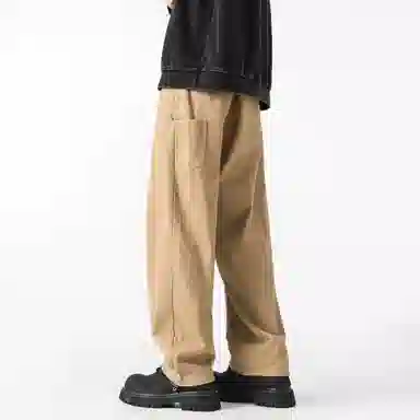 大卫贝肯 美式复古基础款经典纯色简约阔腿直筒机能风宽松百搭工装裤 男女同款