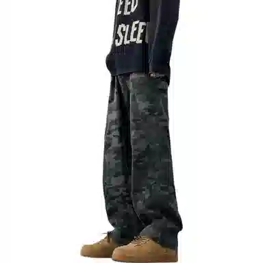 大卫贝肯 美式品牌吊坠高街宽松直筒拼接中性机能长裤百搭户外牛仔裤 男女同款