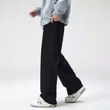 大卫贝肯 美式简约纯色字母刺绣抽绳系带宽松阔腿休闲裤 男女同款