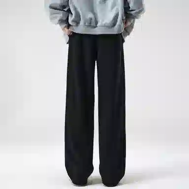 大卫贝肯 美式简约纯色字母刺绣抽绳系带宽松阔腿休闲裤 男女同款