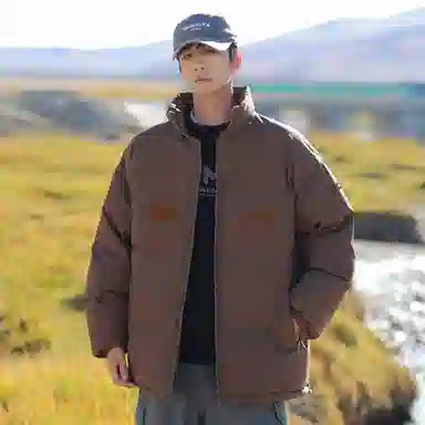 大卫贝肯 美式复古学院风宽松休闲加厚学生立领保暖面包棉服 男女同款