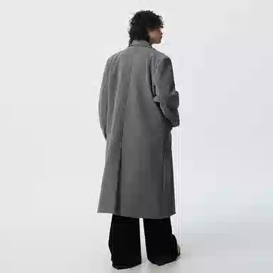 大卫贝肯 美式高街简约基础中长款英伦高级感品牌签名印花铆钉设计痞帅纯色潮牌休闲宽松通勤百搭外套大衣 男女同款