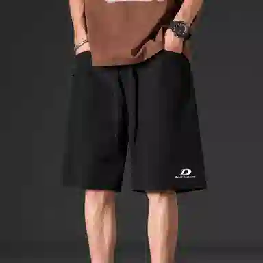 大卫贝肯 美式街头简版城市机能字母设计款直插口袋宽松百搭休闲潮流工装短裤 男女同款