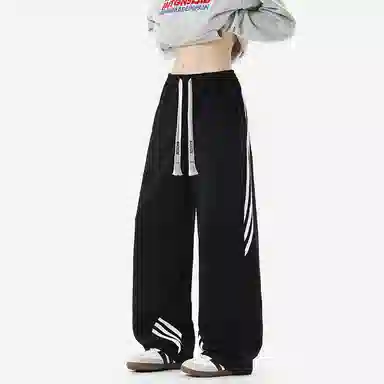 大卫贝肯 美式复古经典侧边三条杠结构拼接户外高街系绳卫裤舒适百搭宽松垂感直筒运动休闲裤 男女同款