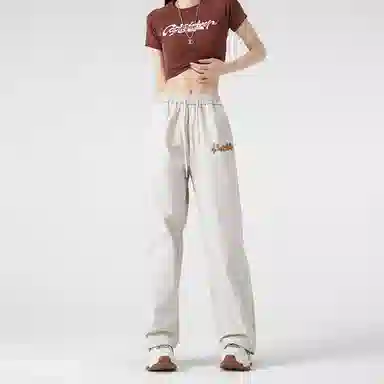 大卫贝肯 美式复古创意设计图案印花宽松百搭休闲裤 男女同款