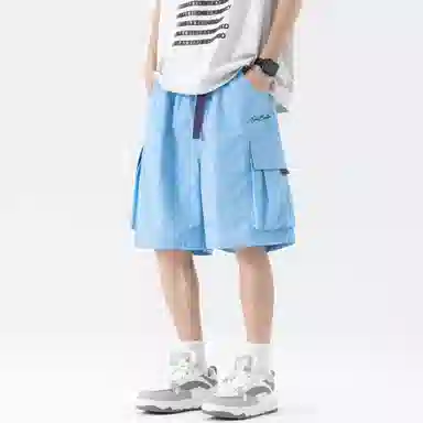 大卫贝肯 ×贝肯熊 联名款 幸运四叶草打碎字母印花透气圆领短袖手写撞色工装五分裤休闲运动套装 男女同款