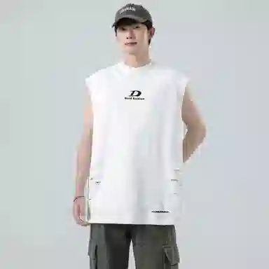 大卫贝肯 美式字母印花无袖宽松百搭背心 男女同款