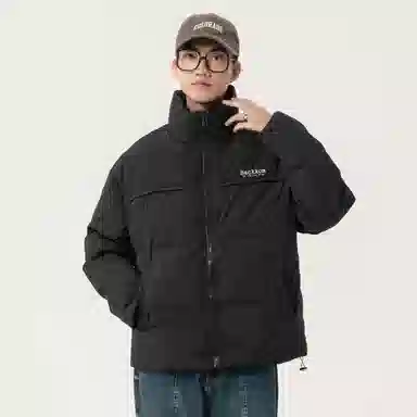 大卫贝肯 美式冬季纯色基础款鸭绒防寒保暖宽松休闲立领时尚百搭羽绒服 男女同款