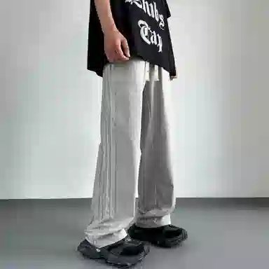 大卫贝肯 美式高街复古字母刺绣系带爆款打孔透气速干时尚百搭宽松舒适直筒运动休闲裤 男女同款