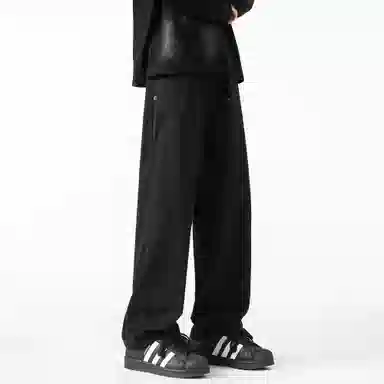 大卫贝肯 美式复古基础款经典纯色简约阔腿直筒机能风宽松百搭工装裤 男女同款