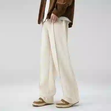 大卫贝肯 美式简约纯色字母刺绣抽绳系带宽松阔腿休闲裤 男女同款