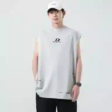 大卫贝肯 美式字母印花无袖宽松百搭背心 男女同款