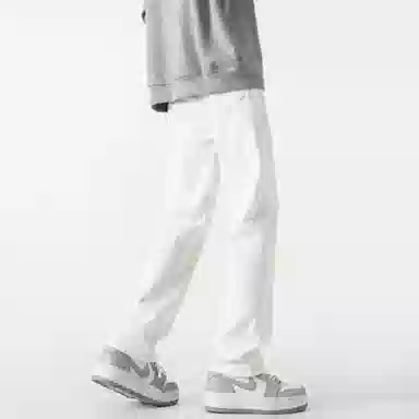 大卫贝肯 水洗做旧设计感刮破直筒铅笔裤美式高街宽松休闲百搭日常通勤基础款纯色中腰柔软小脚牛仔裤 男女同款