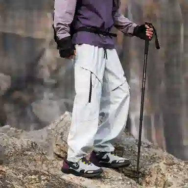 大卫贝肯 美式高街基础款纯色多口袋宽松休闲垂感直筒山系户外简约运动百搭系带工装裤 男女同款